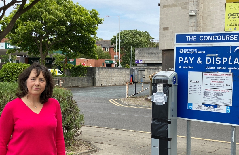 Cllr Jenny Johnson at a car park in West Kirby