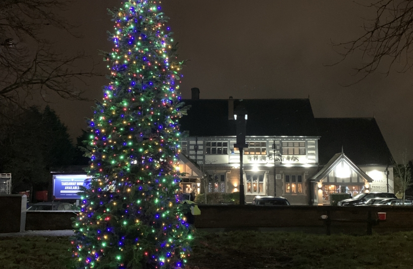 The lit tree at Spital Cross Roads