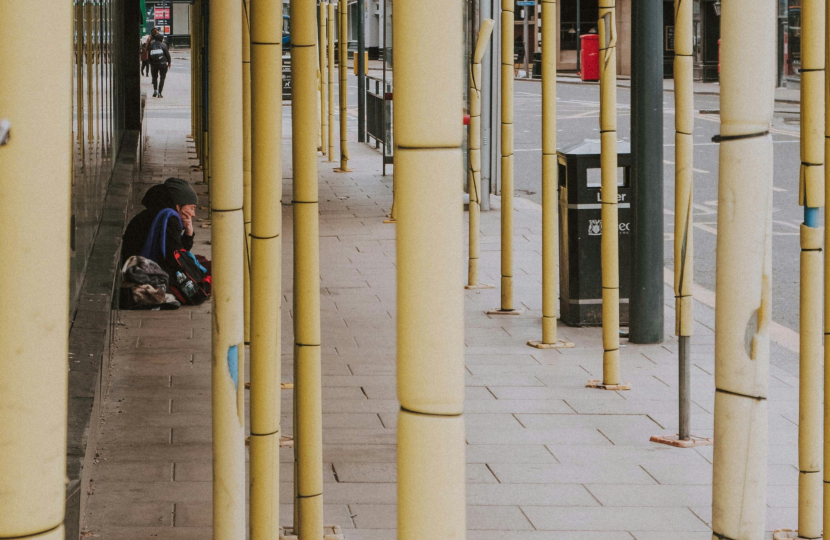 homeless woman on the street 