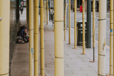 homeless woman on the street 